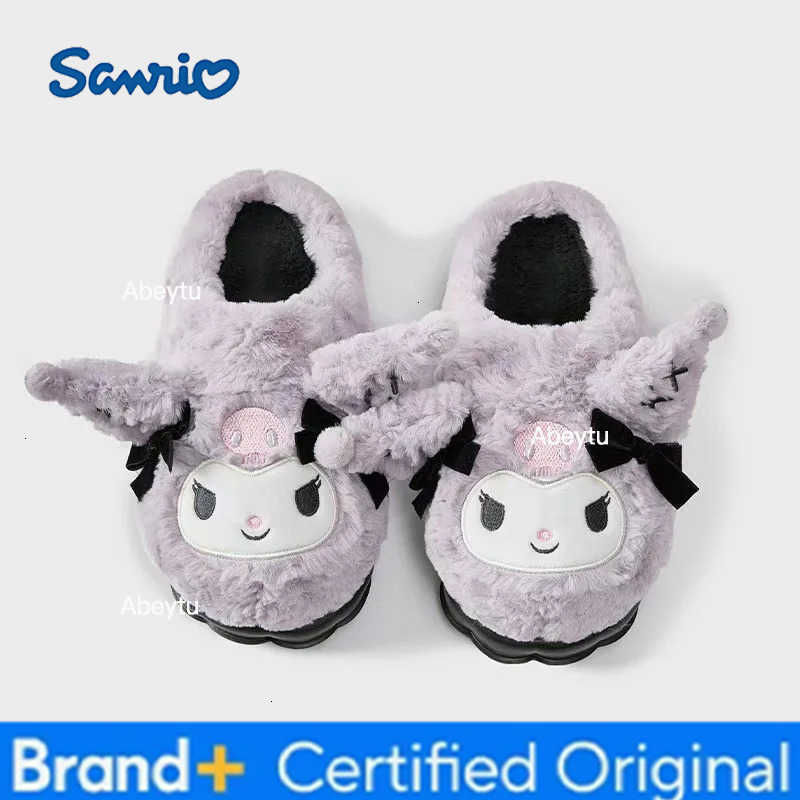 Sanrio Kuromi Cotton Slippers for Womens Autumn Winter Cinnamoroll Hello Kittys Home Anti Slip Cute Cartoon Cotton Shoes Thickened H251230