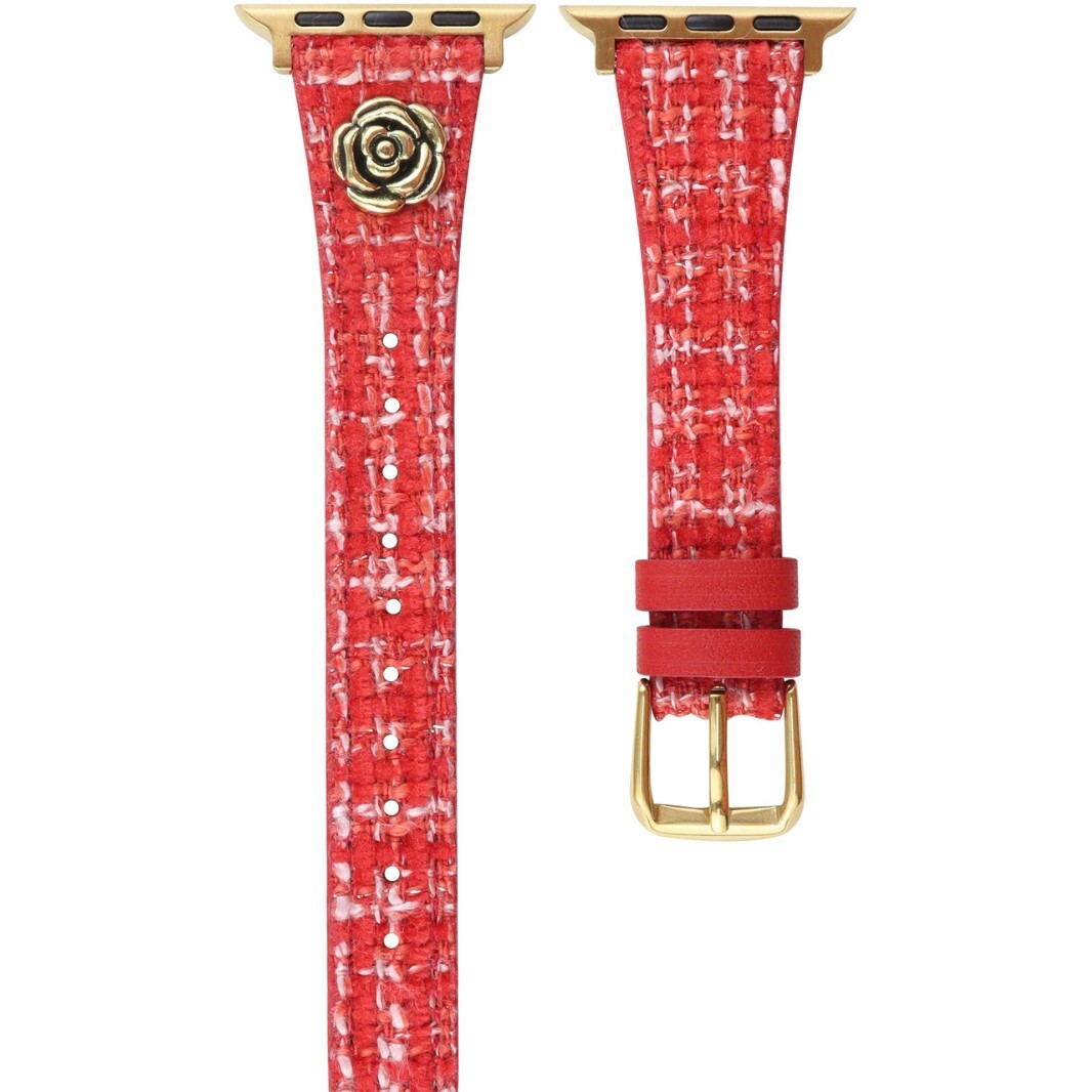 Chanel Style Camellia Leather Strap Compatible with Apple iWatch Series 11 10/9/8/7
