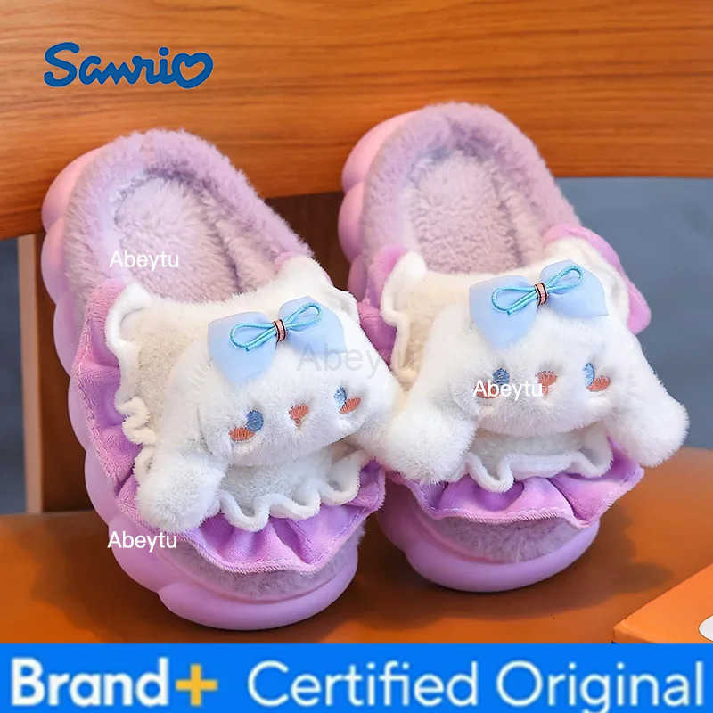 Sanrio Cinnamoroll Childrens Cotton Slippers Sanrios Kuromi Hello Kittys Autumn Winter Boy Girl Indoor Cute Cartoon Childrens Shoes H251230