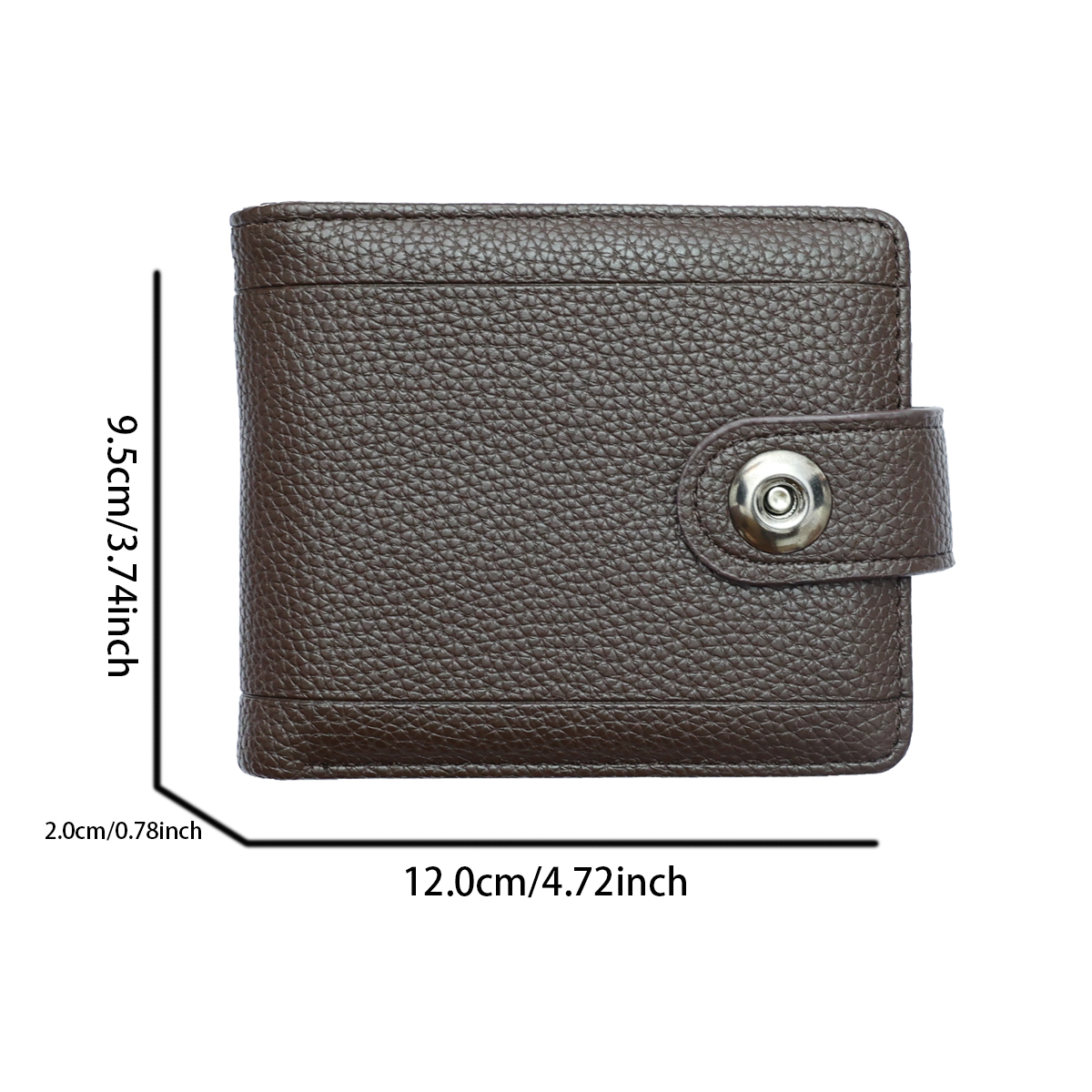 Wallets Men's Short Bifold Wallet with Metal Snap - Black/Brown Pebbled Faux Leather Card Holder (with Leather Tab) 208-19