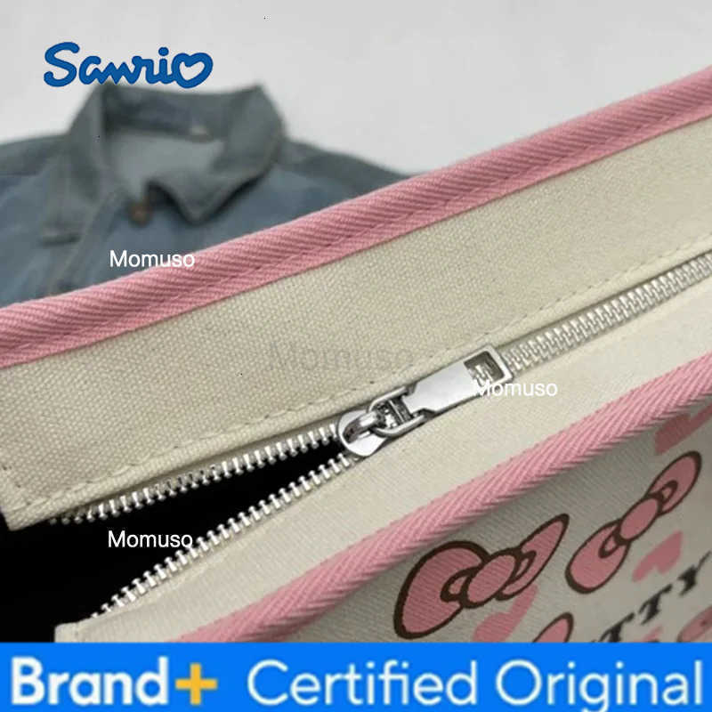 Sanrio Hello Kitty Canvas Bag Tote Bag Shoulder Storage Makeup Pouch Anime Handbag Travel Shopping Bag Kid Schoolbag Girl Gift H251230