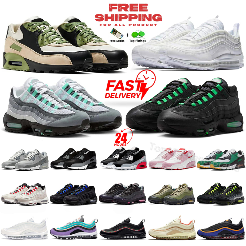 90 95 97 designer shoes 90s Mens shoes Running Shoes 95s 97s Triple Black Mesh Leather White Yellow Grey Moss Green Volt Obsidain Desert Camo Wolf Navy sneakers