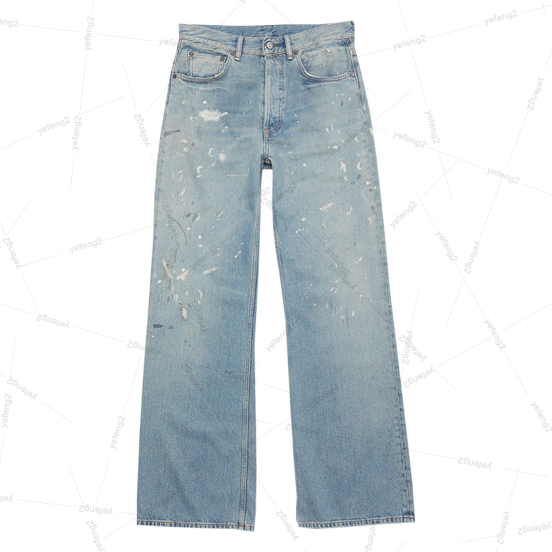 ac ripped high washed pants for men and women loose luxury wide leg jeans Z260313