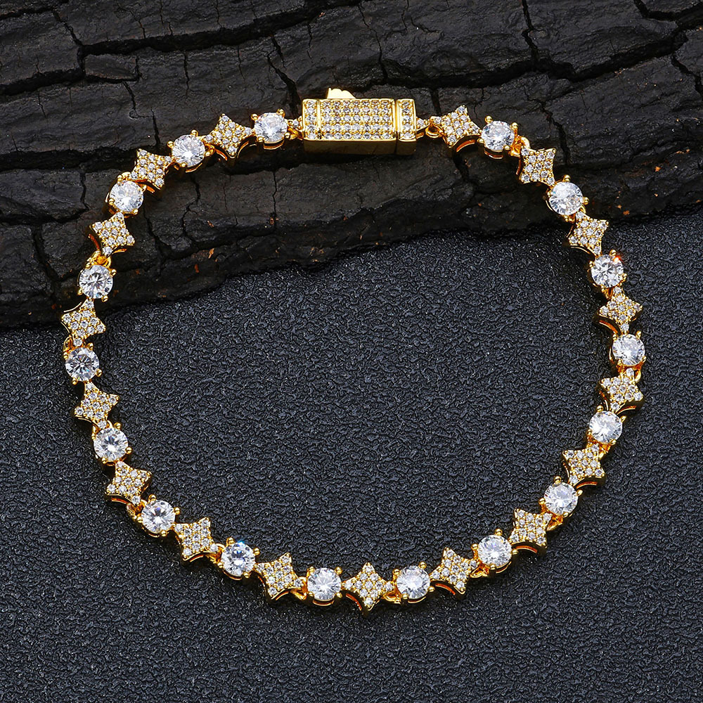 Luxury Brand Designer Jewelry European And American Hip-Hop Men's 6Mm Star Zircon Jewelry Accessories Tennis Bracelet Women's High-End Jewel