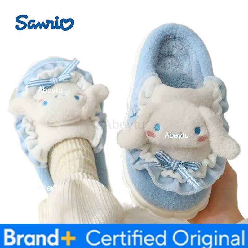 Sanrio Hello Kitty Home Fuzzy Slipper Kuromi Cinnamoroll My Melody Yk2 Women Winter Plush Non Slip Slippers Girl Cute Flat Shoes H2512301