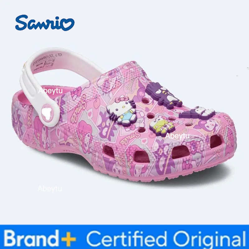 Sanrio Hellokitty Kuromi Melody Children Slippers Non-slip Soft-soled Wrap New SummerGirls CartoonToe Sandals Gift Beach Shoes H251230