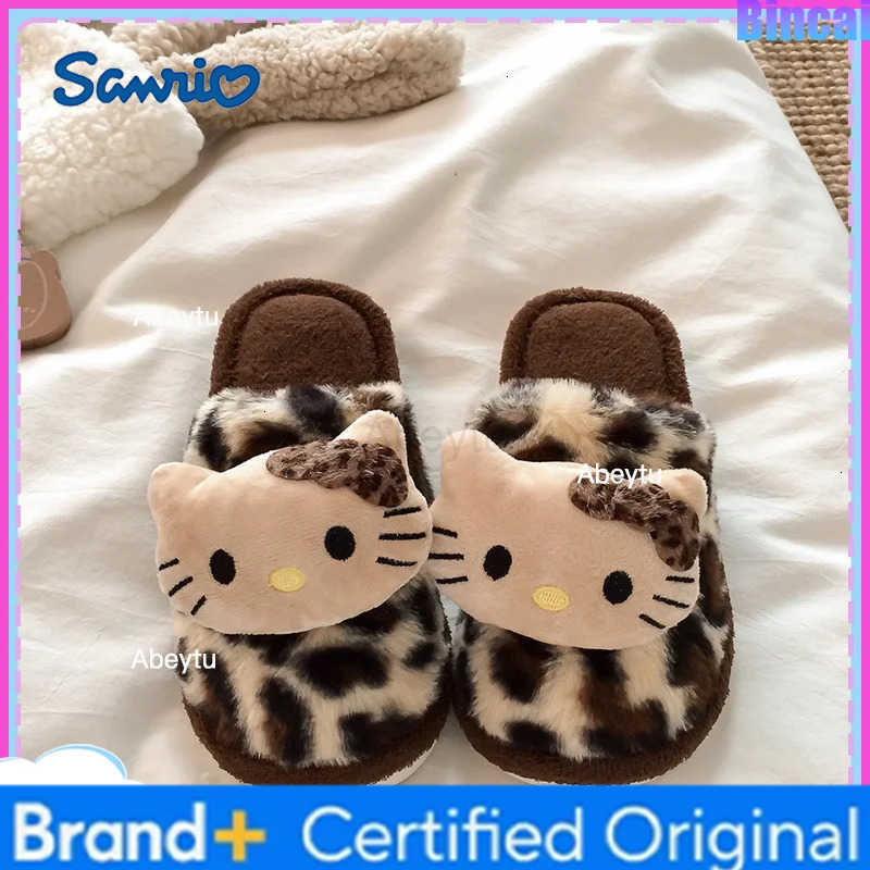 Sanrio Hello Kitty KT Cat Anime Plush Slippers for Ladies Kawaii Casual Fashion Indoor Outdoor Ladies Slippers Gift H251230