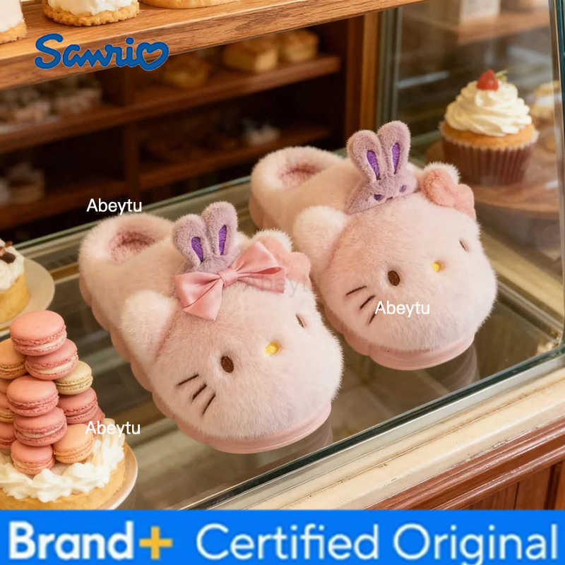 Sanrio Kids Slippers House Shoes Cartoon Cinnamoroll Winter Shoes For Girls Warm Anti-slip Soft Bottom Pink White Shoes Size 30-41 H251230