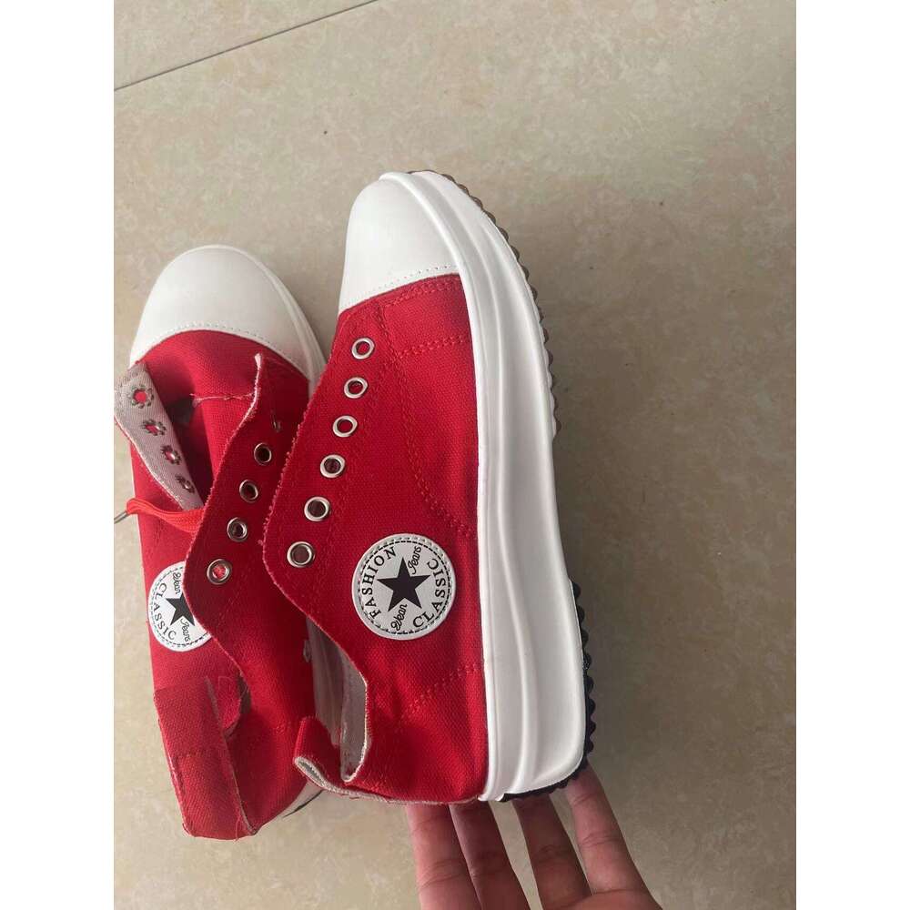 Spring New Low-top Thick-soled Canvas In-stock Platform Sole Plus-size Women's Shoes