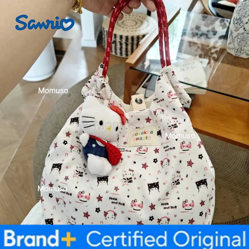Sanrio Hello Kitty Cartoon Cute Anime Peripheral Printed Shoulder Bag Distinctive Creative Large Capacity Handbag Holiday Gift H251230