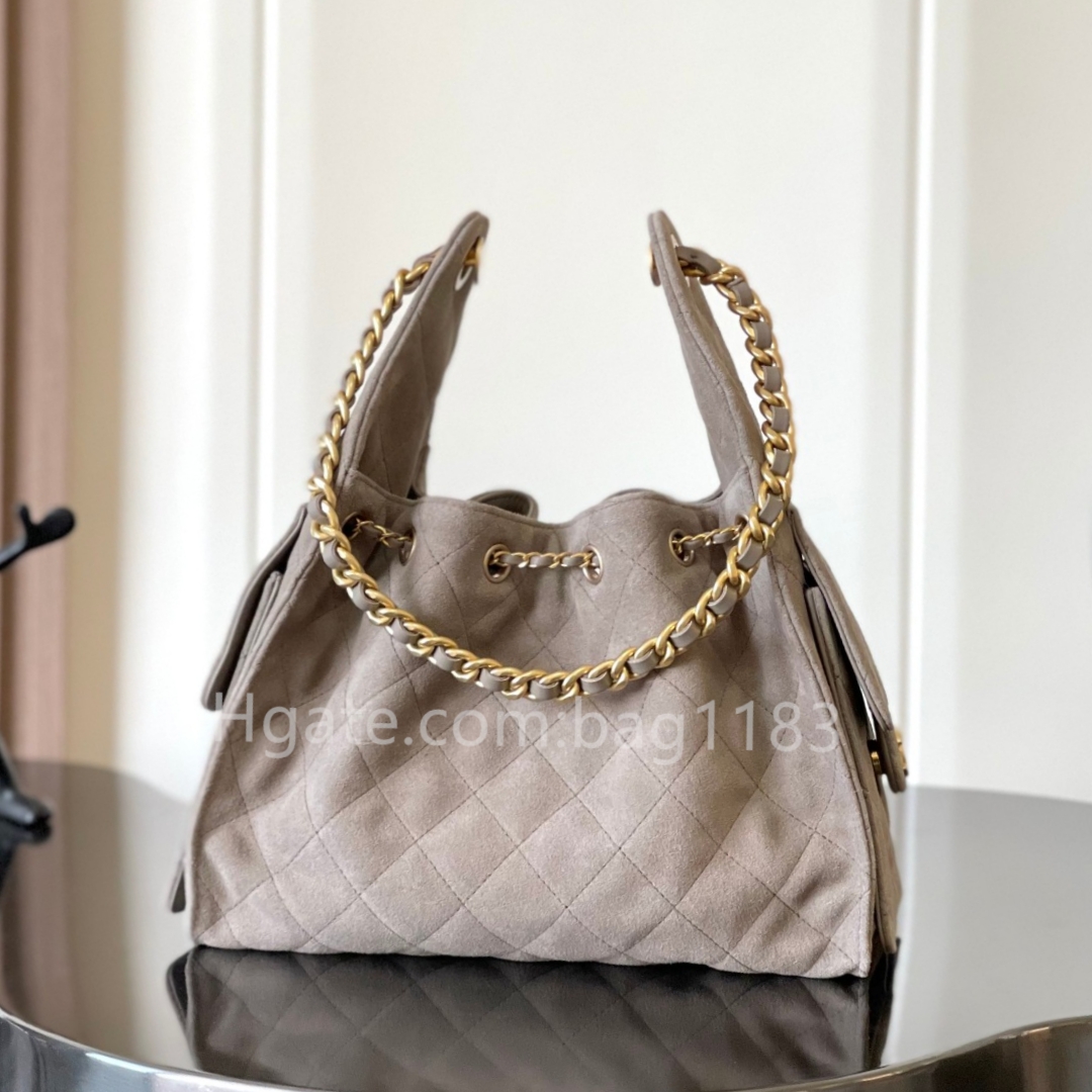 Suede Bag designer bag high-quality large capacity genuine leather shoulder bag classic diamond grid embroidery retro button drawstring chain design 5293