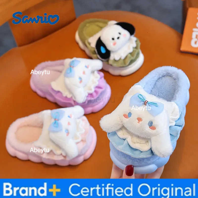 Sanrio Autumn Winter Child Cotton Slippers Kuromi Boy Girl Indoor Cute Cartoon Anime Figure Kawaii Cartoon Slippers Cotton Mop H251230