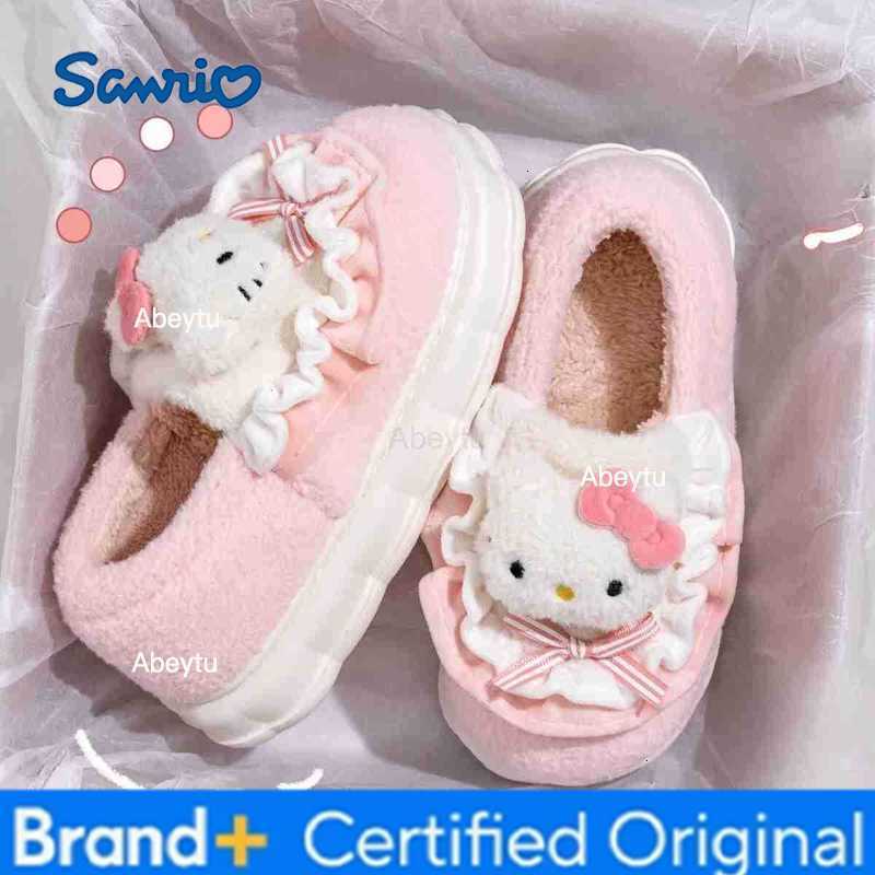Sanrio Kids Slippers House Shoes Cartoon Cinnamoroll Winter Shoes For Girls Warm Anti-slip Soft Bottom Pink Blue Shoes Size 36-41 H251230