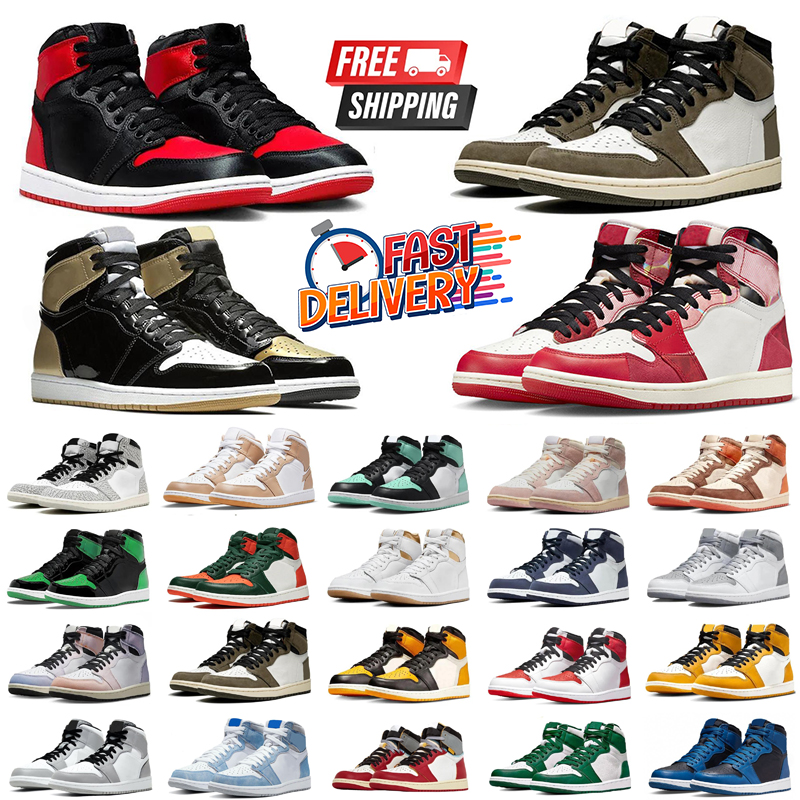 high Basketball Shoes For Men Women high Sneakers Dark Mocha University Bred pink Patent Lucky Light Smoke Outdoor Sports Trainers 36-47