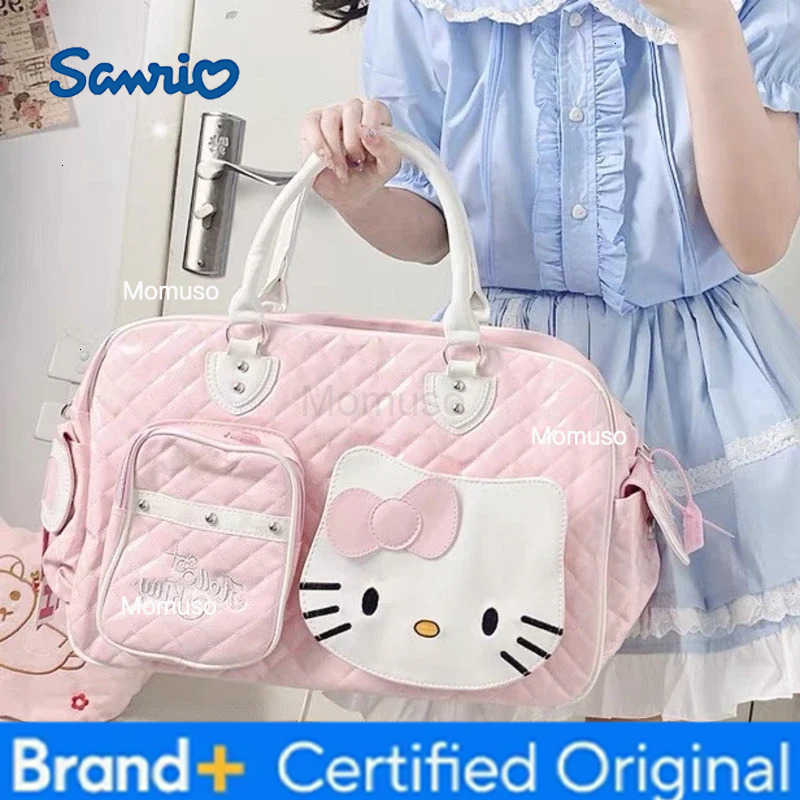 Sanrio Hello Kitty Large Capacity Crossbody Bag Pink Shoulder Bags For Women Sweet Girl PU Leather Handbag H251230