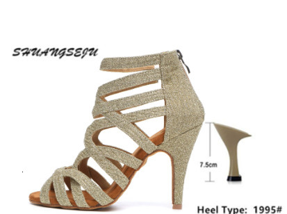 WUXIJIAO Latin Dance Shoes Green Pink Gold Glitter Fabric Salsa Women Ballroom Boots Cuba 220517gx