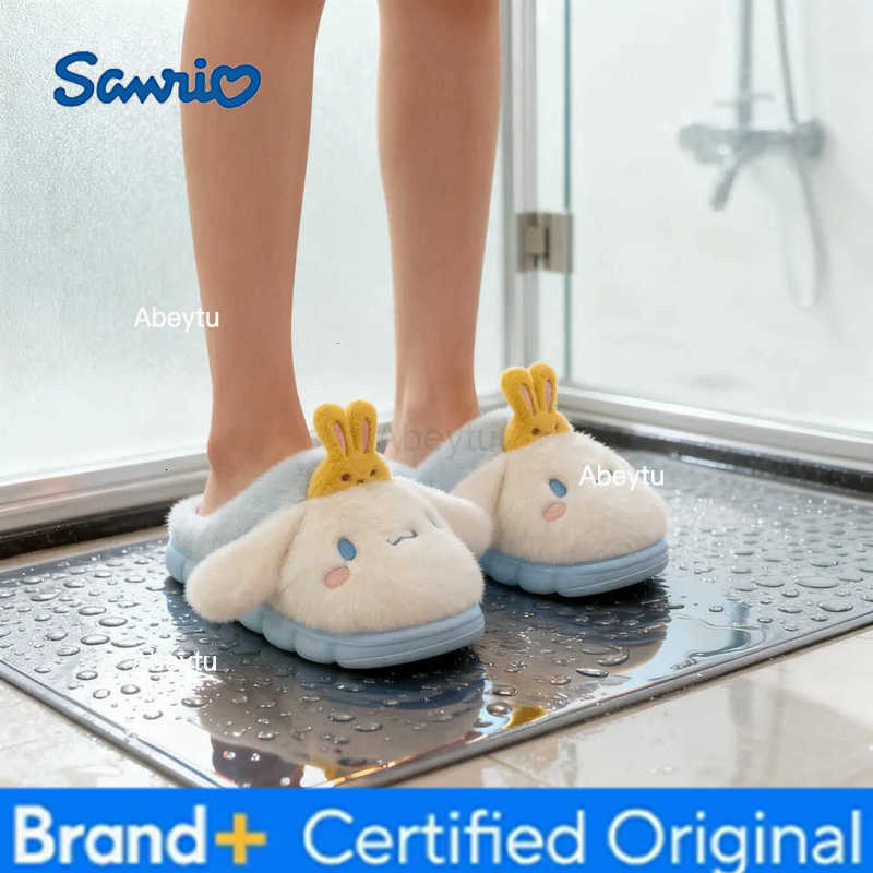 Sanrio Kids Slippers House Shoes Cartoon Cinnamoroll Winter Shoes For Girls Warm Anti-slip Soft Bottom Pink White Shoes Size 30-41 H251230