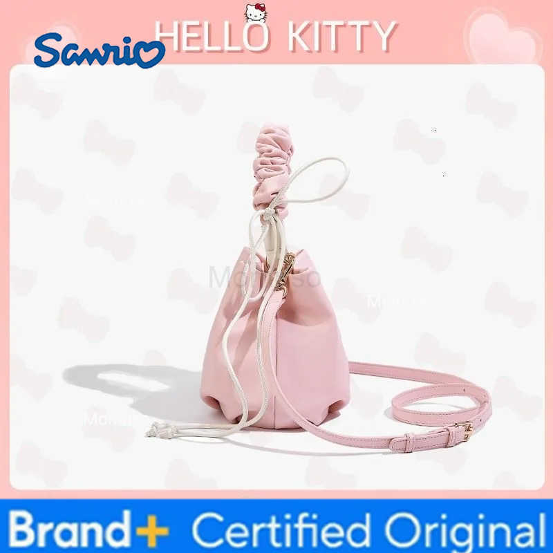 Sanrio Kawaii Hello Kitty Fashion Crossbody Bag Anime Cute Girl Advanced Versatile Handheld Bucket Bag Christmas Gift with Gift Box New H251230