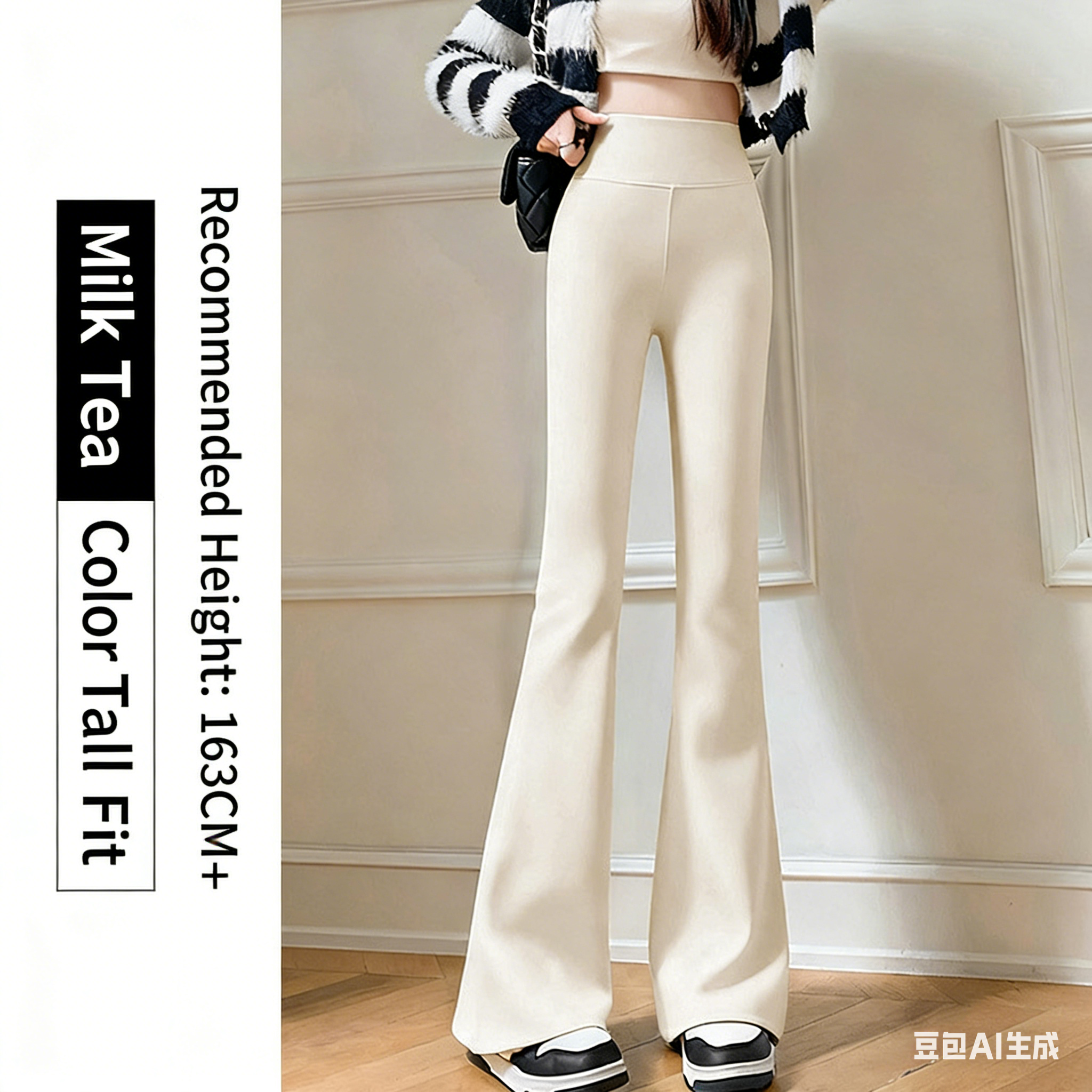 Women's Flared Shark Leggings, Spring & Winter Fleece-Lined Bootcut Pants, High-Waisted Tummy Control Yoga Pants, Slimming Wide-Leg Pants for Wor