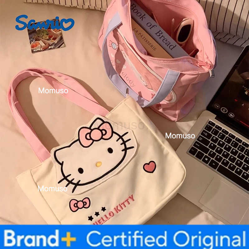 Sanrio hello kitty canvas shoulder bag my melody travel bag hot pink large capacity womens handbag commuting storage H251230