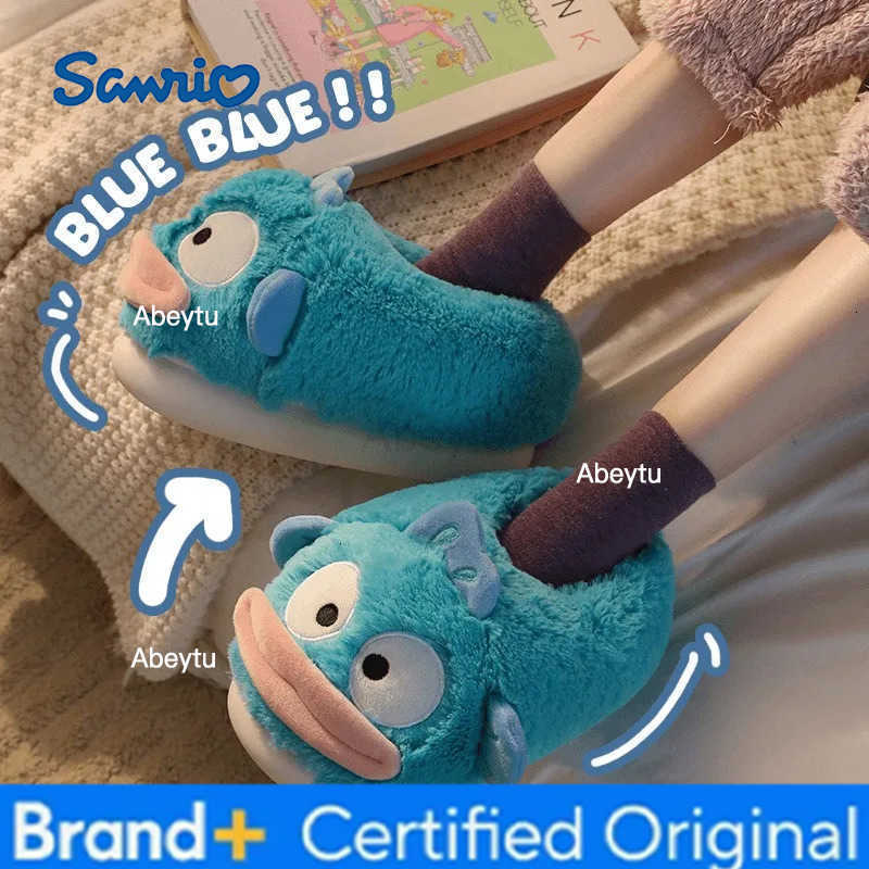 Sanrio Hangyodon Plush Cotton Shoes Autumn and Winter Anime Style Warm Slippers Couple Home Kawaii Cartoon Cotton Slippers Gift H251230