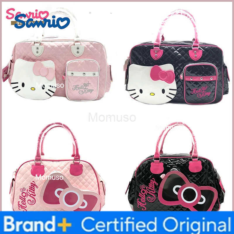 Sanrio Y2k High Capacity Handbag Messenger Bag Kawaii Hello Kitty Cartoon Pu Bright Surface Girls Fashion Travel Bags Gift Toys H251230