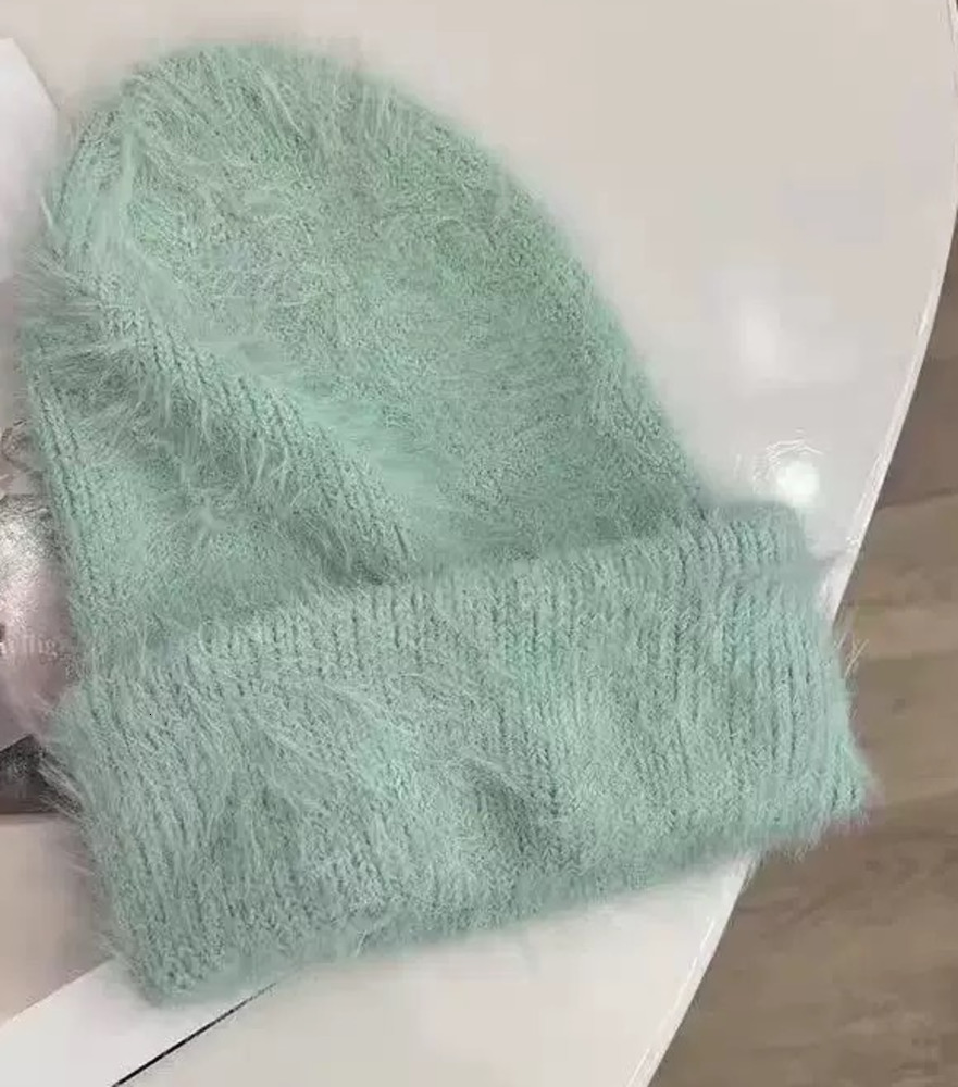 Fluffy Alpaca Wool Beanies Women Warm Knitted Hat Winter Bonnet 241122