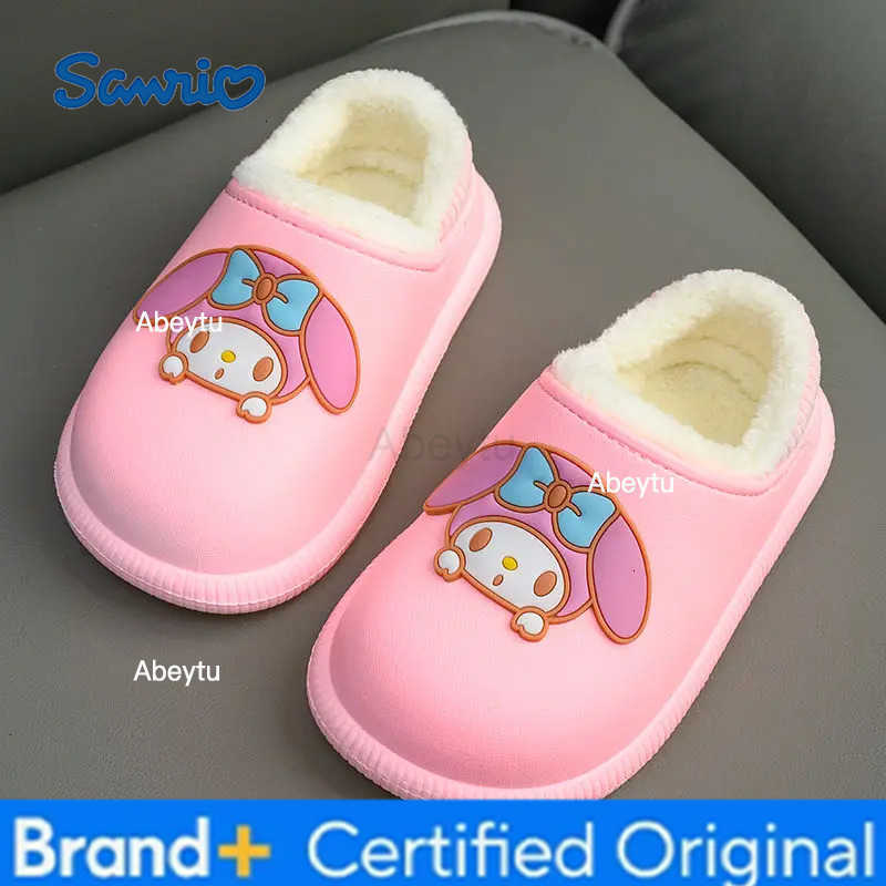 Sanrio kuromi cartoon slippers cute Cinnamoroll My melody girls home waterproof soft comfortable autumn and winter warm cotton shoes H251230