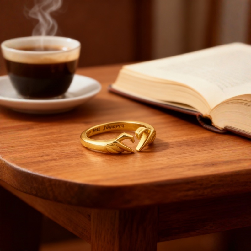 Alloy Double-Hand Heart Gesture Ring, Couple Heart Hand Signet Ring, Gold/Silver Two-Tone Engraved Forever Ring, European & American Ins Niche Fashion