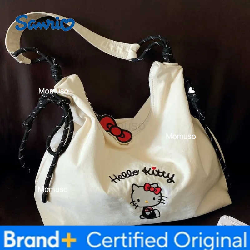 Sanrio Hello Kitty Canvas Bag Multi-functional Shoulder Bag Portable Large Capacity Storage Student Class Commuter Bags Gifts H251230