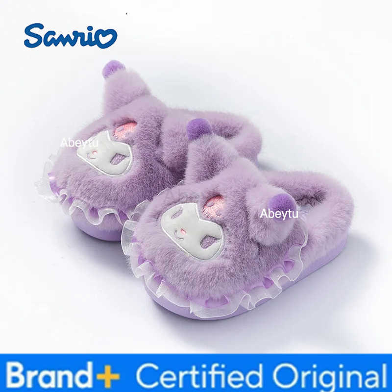 Sanrio Cartoon Children Slipper Melody Anime Kawaii Girls Plush Warm Non-Slip Home Slipper Shoes Cotton Korean Parent-Child Slippers H251230