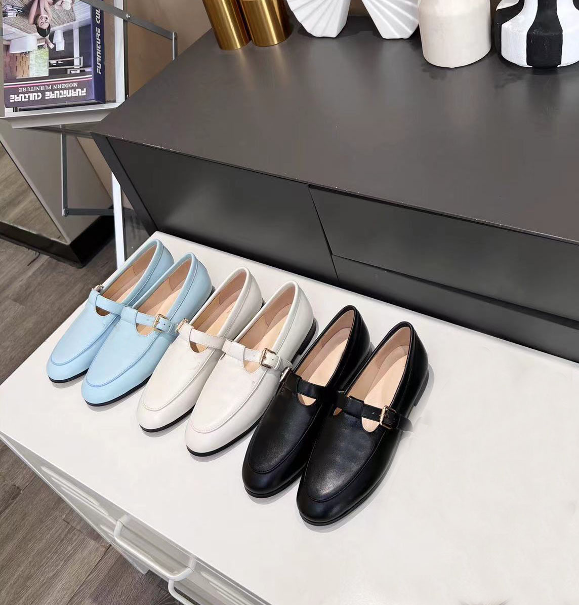 women Flat Dress shoes 100% Authentic cowhide Metal buckle designer shoes Lady leather letter casual shoe Mules Princetown Tiger Men Trample Lazy Loafers size 34-42-45