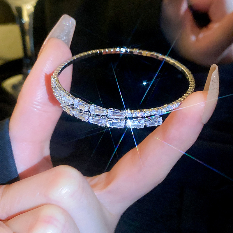 Super Shiny Zircon Light Luxury Round Bracelet Fashion Open Bangle Full Diamond Elegant High-end Feel Women's Wholesale - view 6