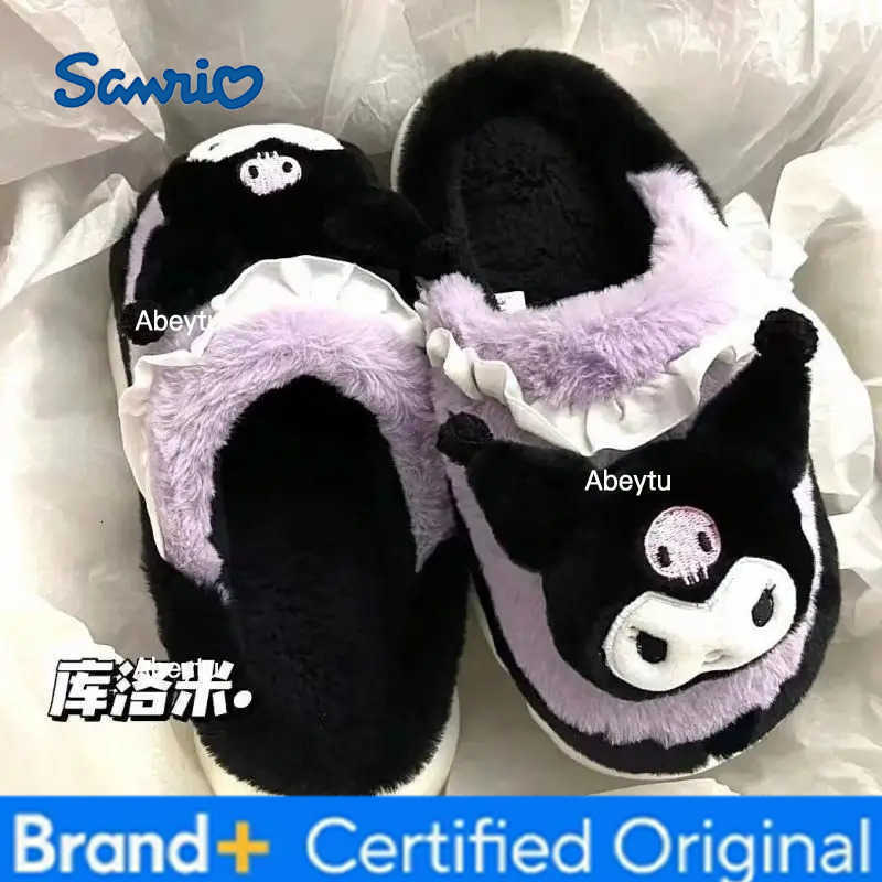 Sanrio Sanrioed Hello Kittys Cotton Slippers Cartoon Kuromi Cinnamoroll Winter Indoor Home Slippers Thick Sole Keep Warm Cotton Shoes H251230