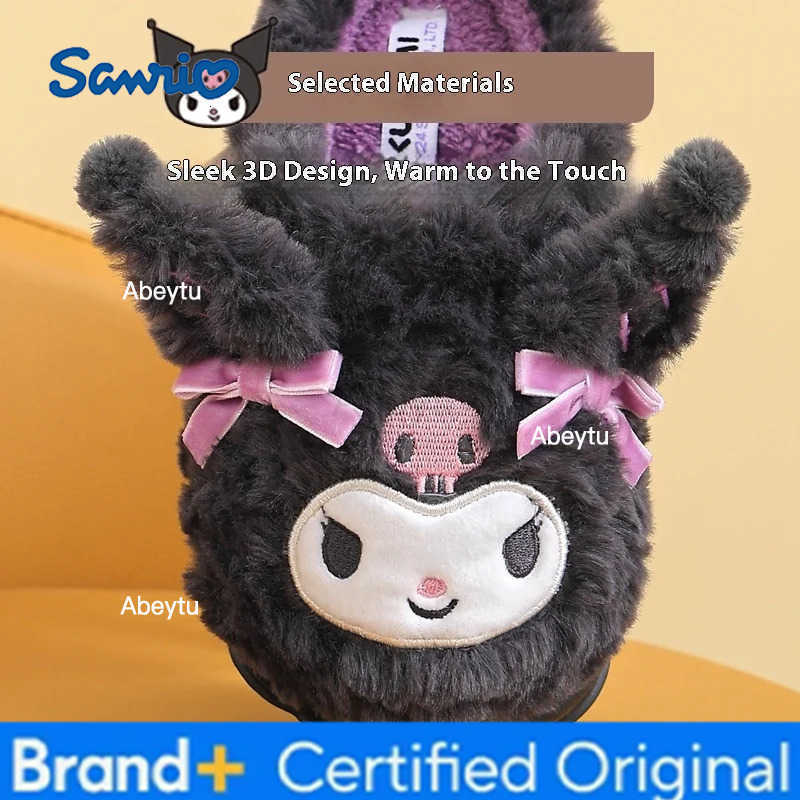 Sanrio Cotton Slippers For Children Kuromi Cute Baby Parent-Child Fur Slippers 2025 New Style For Girls Autumn And Winter H2512301