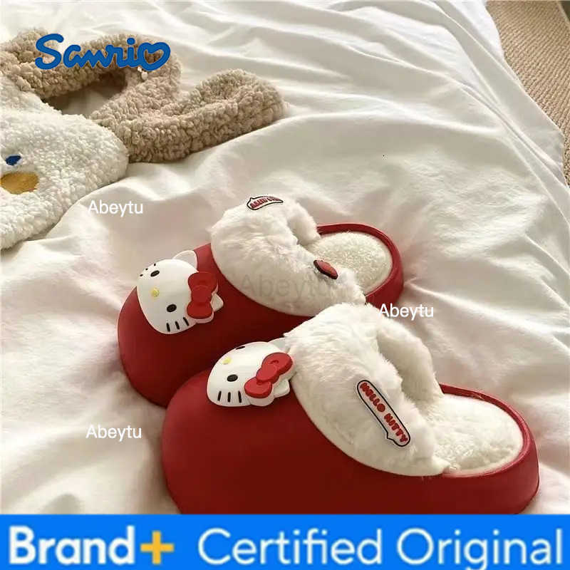 Sanrio Anime Series Removable Cotton Slippers Cute HelloKitty Girls Autumn and Winter New Home Indoor Warm Waterproof Slippers H251230