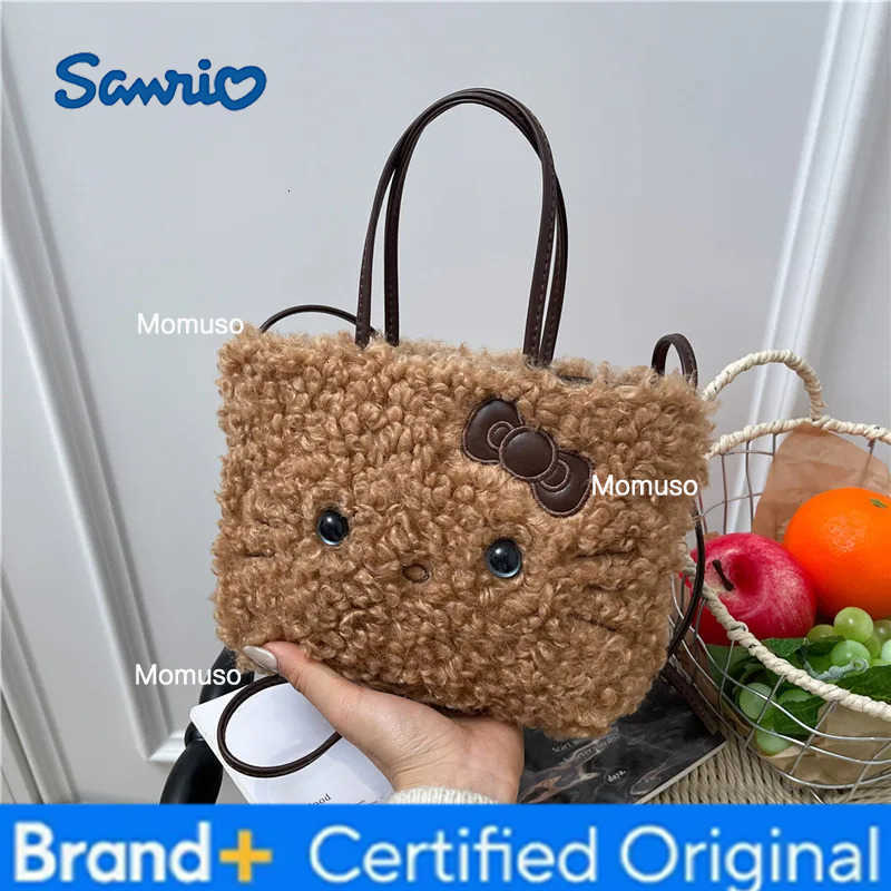 Sanrio Winter Hellokitty Kitten Plush Bag Womens New Fashionable Cute Handbag Lambswool Crossbody Bag H251230