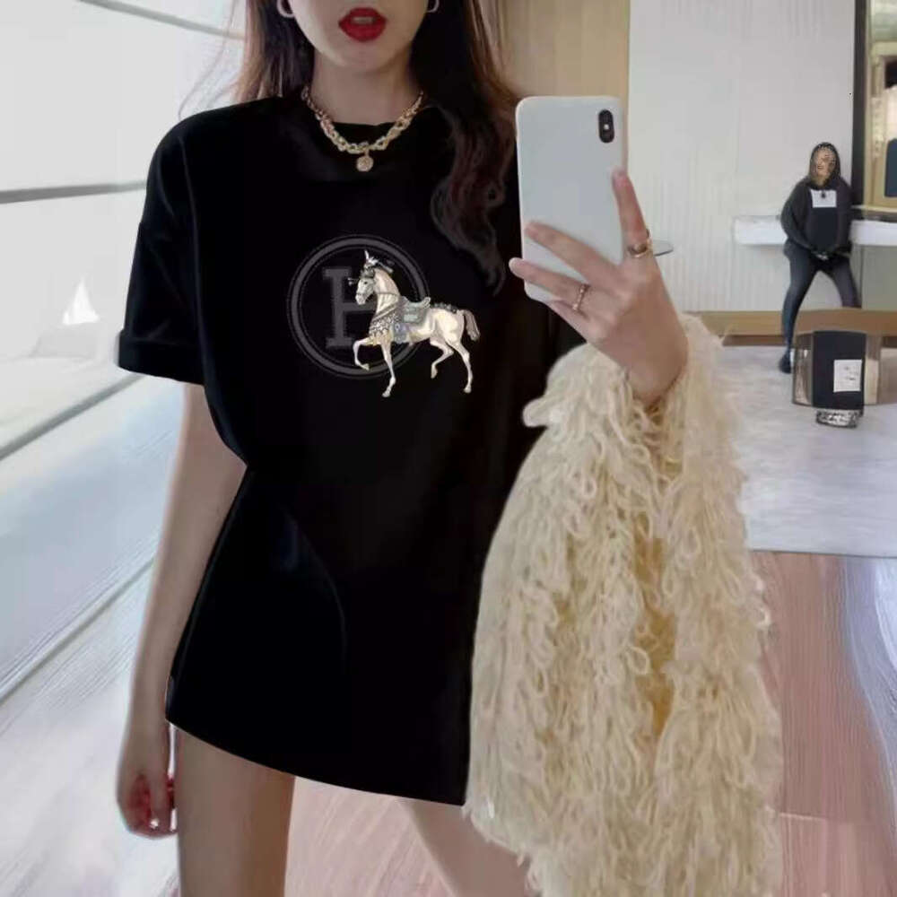 Pink Cotton T-sirt Women's 2026 Designer Fashion Loose Fit Summer New Long Tailored Top Trendy Commute Wind