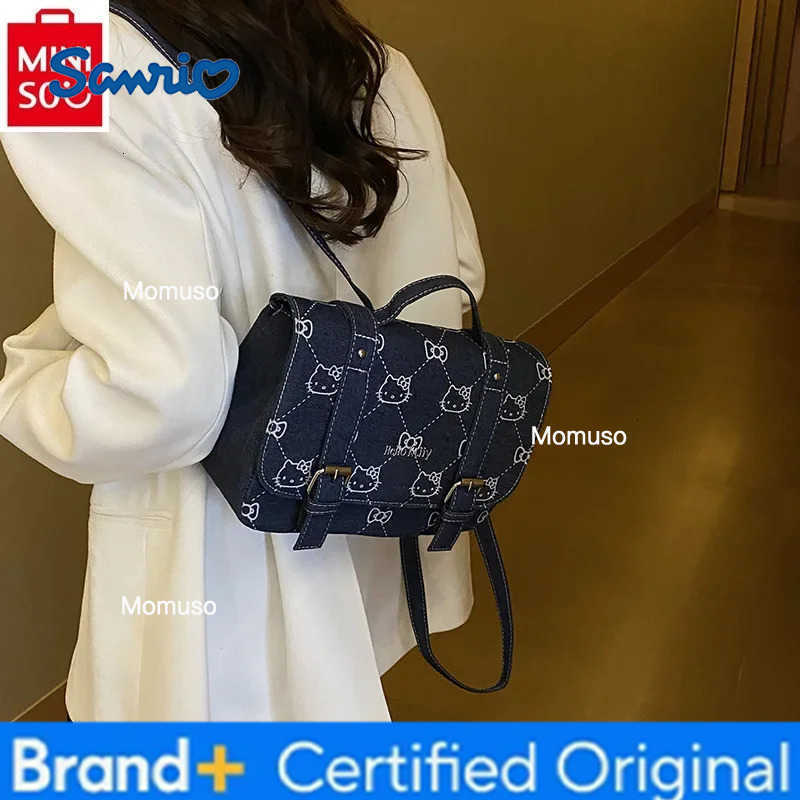 Sanrio 2025 Fashion Retro Cowboy New Cartoon Hello Kitty Backpack Womens Versatile Large Capacity Storage Shoulder Bag H251230