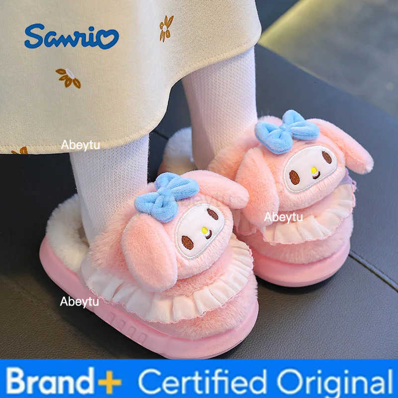 Sanrio Anime My Melody Autumn/winter Hello Kitty Cotton Slippers Cinnamoroll Cartoon Flat Plush Slippers Kuromi Warm Slippers Gift H251230