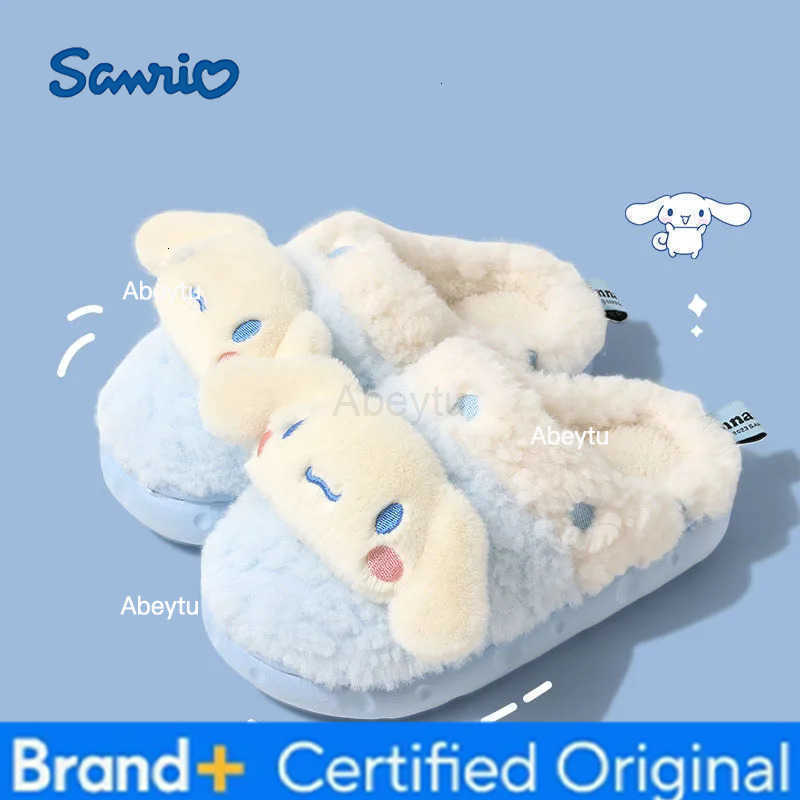 Sanrio Cinnamoroll Kuromi Winter Cartoon Child Cotton Shoes Girl Cute Plush Thicken Non-Slip Keep Warm Indoor Slippers Birthday Gift H251230