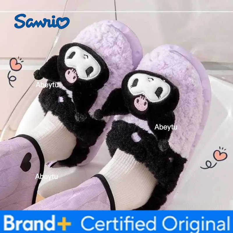 Sanrio Young Girls Fashion Cartoon Cotton Slippers Hello Kitty Kuromi Cinnamoroll Indoor Student Dormitory Non-slip Warm Slipper H251230