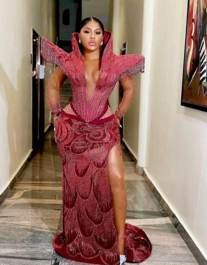 2026 Nigerian Aso Ebi Mermaid Burgundy Prom Dresses Beaded Crystals Evening Formal Party Second Birthday Engagement Reception Gowns Dress For Special 