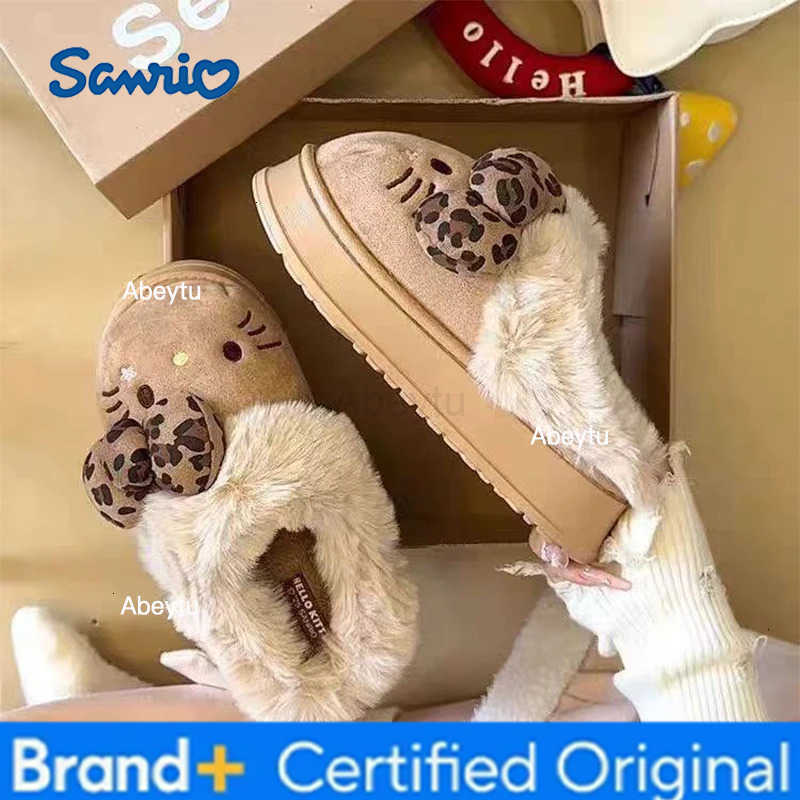 Sanrio Hello Kitty Cute Cartoon Plu Slippers Warm Cotton Indoor Slippers Super Soft Home Shoes for Autumn and Winter Universal Use Gift H251230