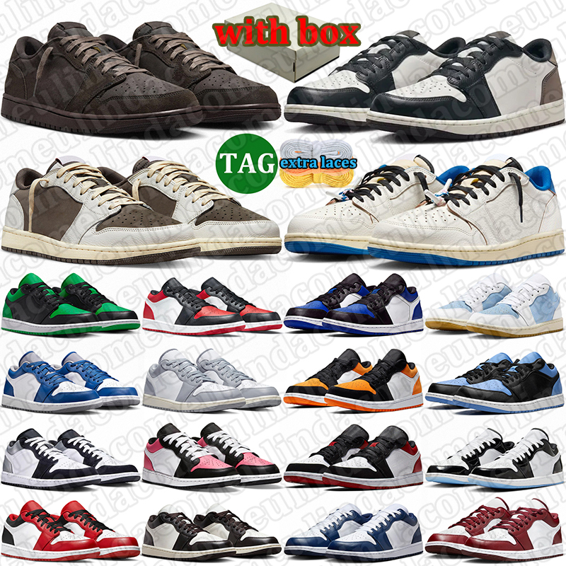 with box 1 1s men women basketball shoes low top outdoor durable trainers mens athletic sports sneakers Military Blue Grey Black Matte Silver White