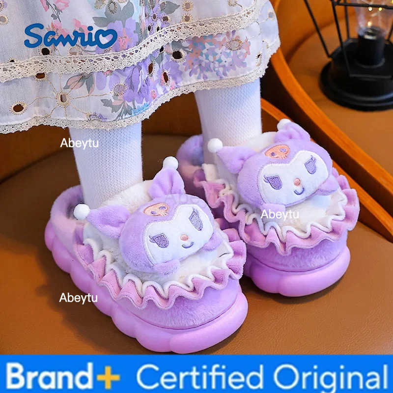 Sanrio Hello Kitty Cotton Shoes Kuromi Cinnamoroll Women Plushie Cartoon Plush Kawaii Flat Shoes Slippers Shoes Plush Gift H251230
