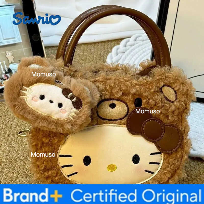 Sanrio Kawaii Hello Kitty Storage Bag Leopard Print Plush New Cute Mini Shoulder Bag Hot Cartoon Large Capacity Portable Handbag H2512301