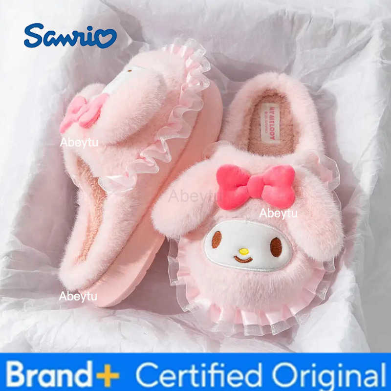 Sanrio Hello Kittys Girls Cotton Slippers Autumn Winter New Home Plush Doll Keep Warm Kawaii Cartoon Anime Figure Cute Home Shoes H251230