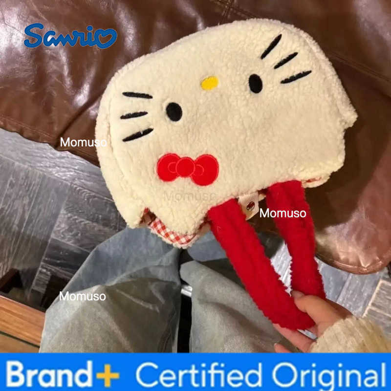 Sanrio New Cute Fashion Hello Kitty Sherpa Patchwork Large Capacity Womens Shoulder Bag Versatile Mommy Bag For Daily Use H251230