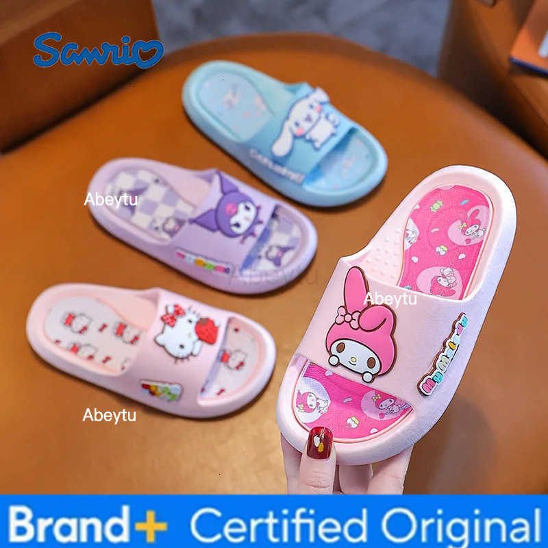 Sanrio Hello Kitty Slippers Children Adults Summer Home Bathroom Anti-Slip Slippers Kuromi Cinnamoroll Melody Girl Sandals Gifts H251230